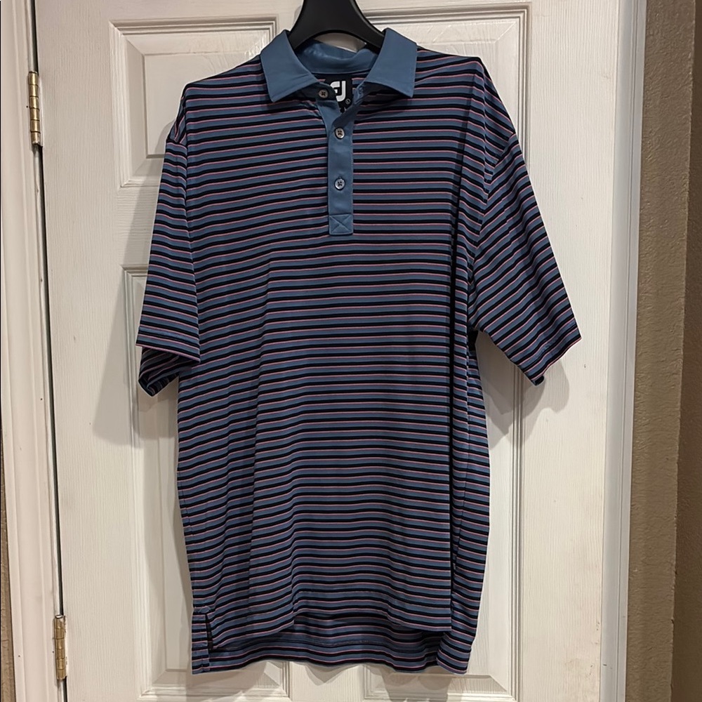 Striped Polo Shirt - Blue and Black